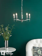 English Heritage Marble Hill 5 Light Armed Pendant Polished Nickel Fitting Only